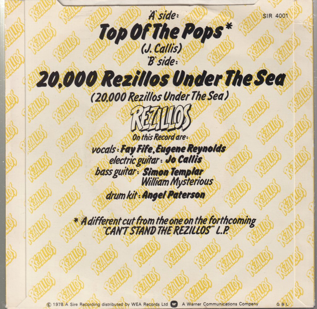 Rezillos - Top Of The Pops - 7 Inch
