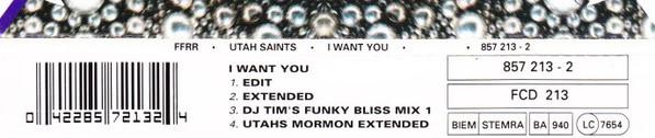 Utah Saints - I Want You - Cd