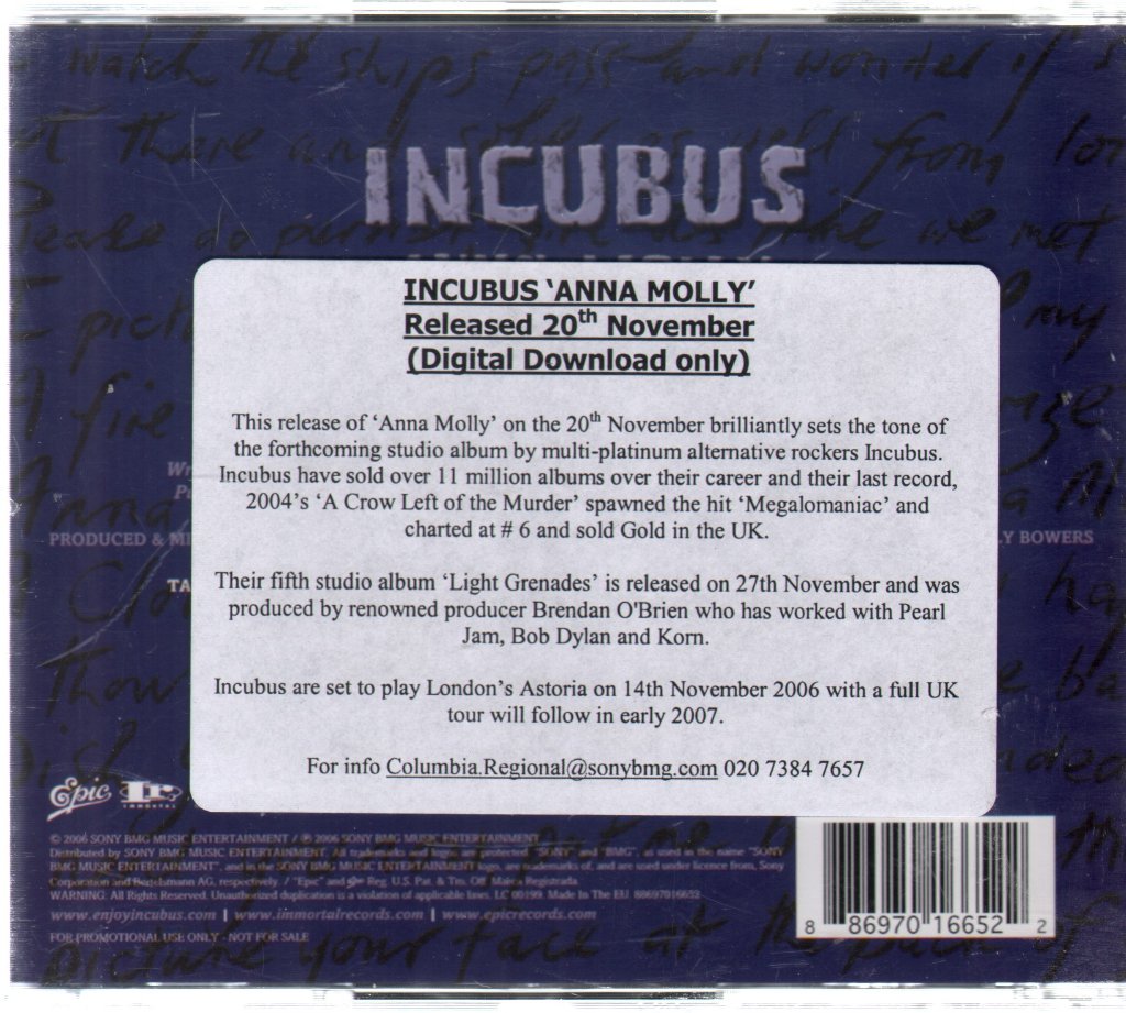 Incubus - Anna-Molly - Cd