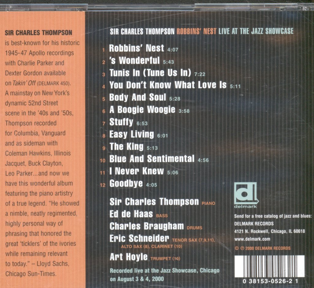 Sir Charles Thompson - Robbins' Nest Live At The Jazz Show - Cd