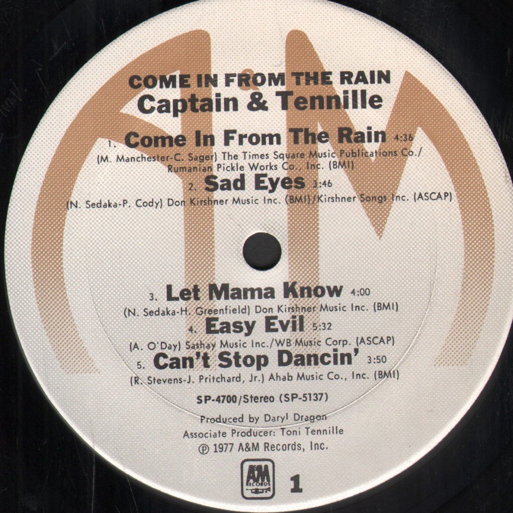 Captain And Tennille - Come In From The Rain - Lp