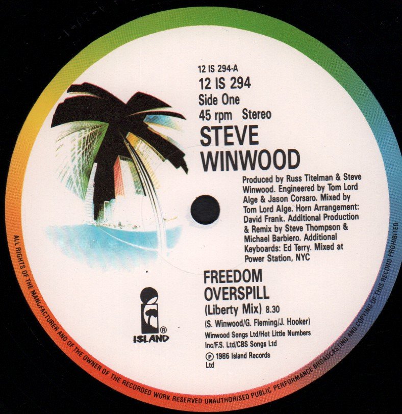 Steve Winwood - Freedom Overspill - 12 Inch