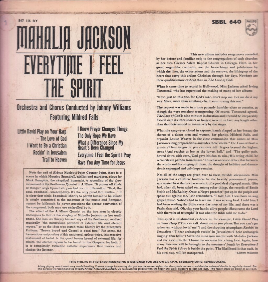 Mahalia Jackson - Everytime I Feel The Spirit - Lp