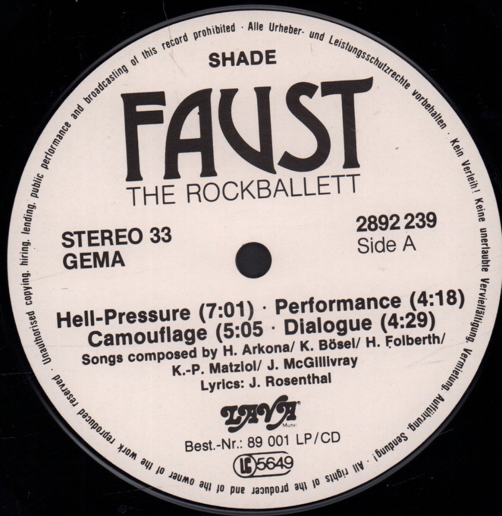 Shade - Faust The Rockballett - Lp