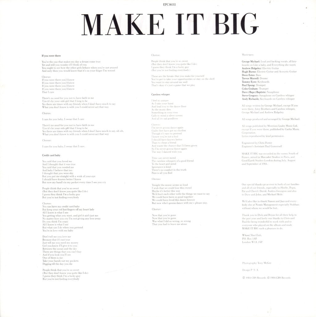 Wham - Make It Big - Lp