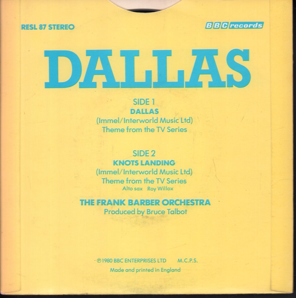 Frank Barber Orchestra - Dallas - 7 Inch