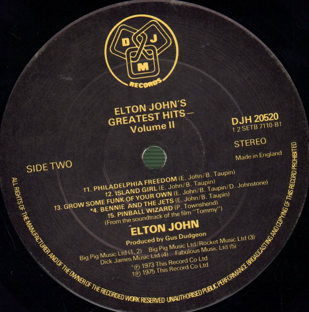 Elton John - Greatest Hits Volume 2 - Lp