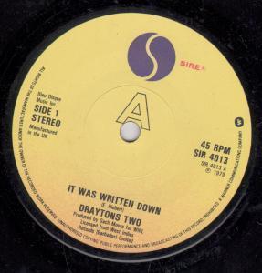 Drayton's Two - It Was Written Down - 7 Inch