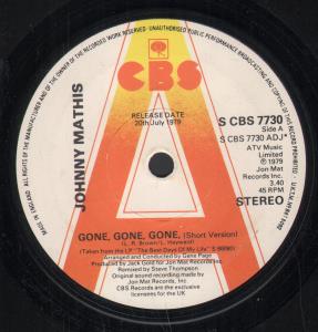 Johnny Mathis - Gone Gone Gone - 7 Inch
