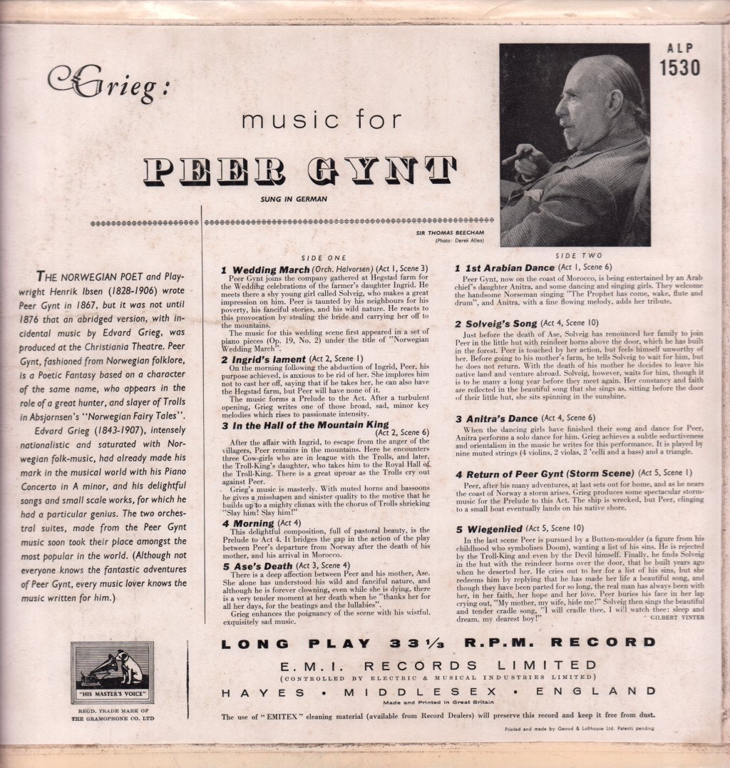 Royal Philharmonic Orchestra - grieg Music For Peer Gynt - Lp