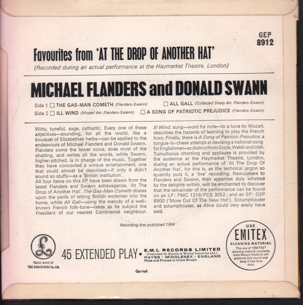 Michael Flanders And Donald Swann - Favourites From At The Drop Of Another Hat - 7 Inch