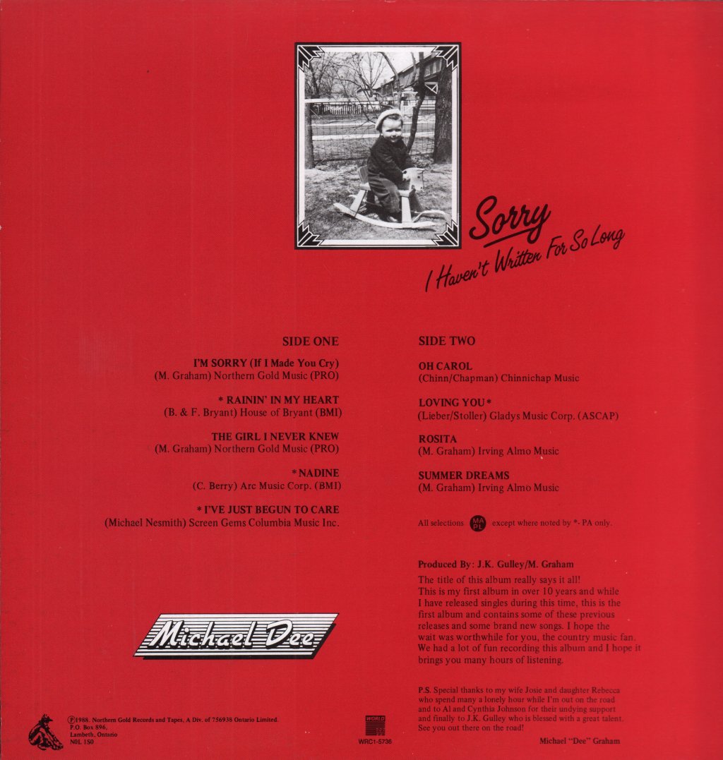 Michael Dee - Sorry I Haven't Written For So Long - Lp
