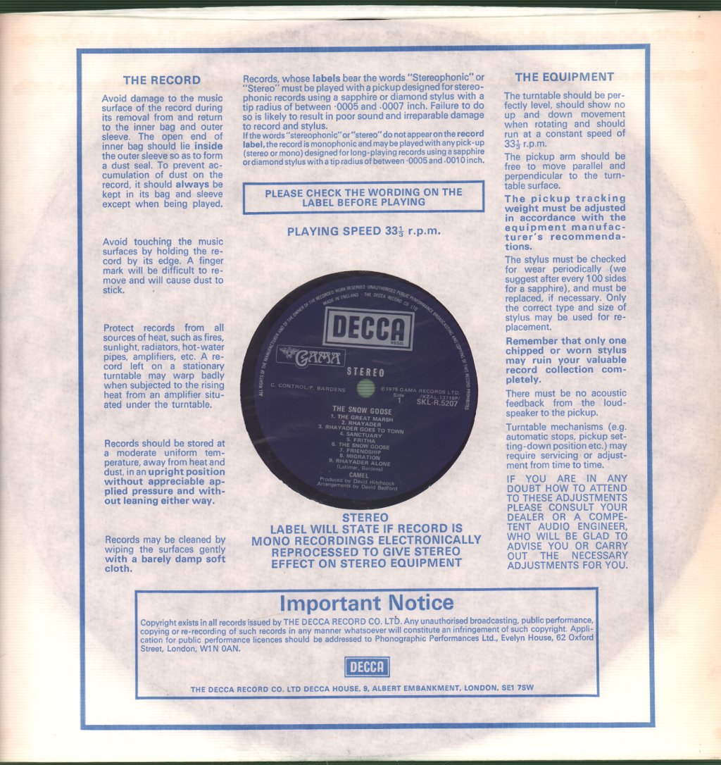 Camel - Snow Goose - Lp