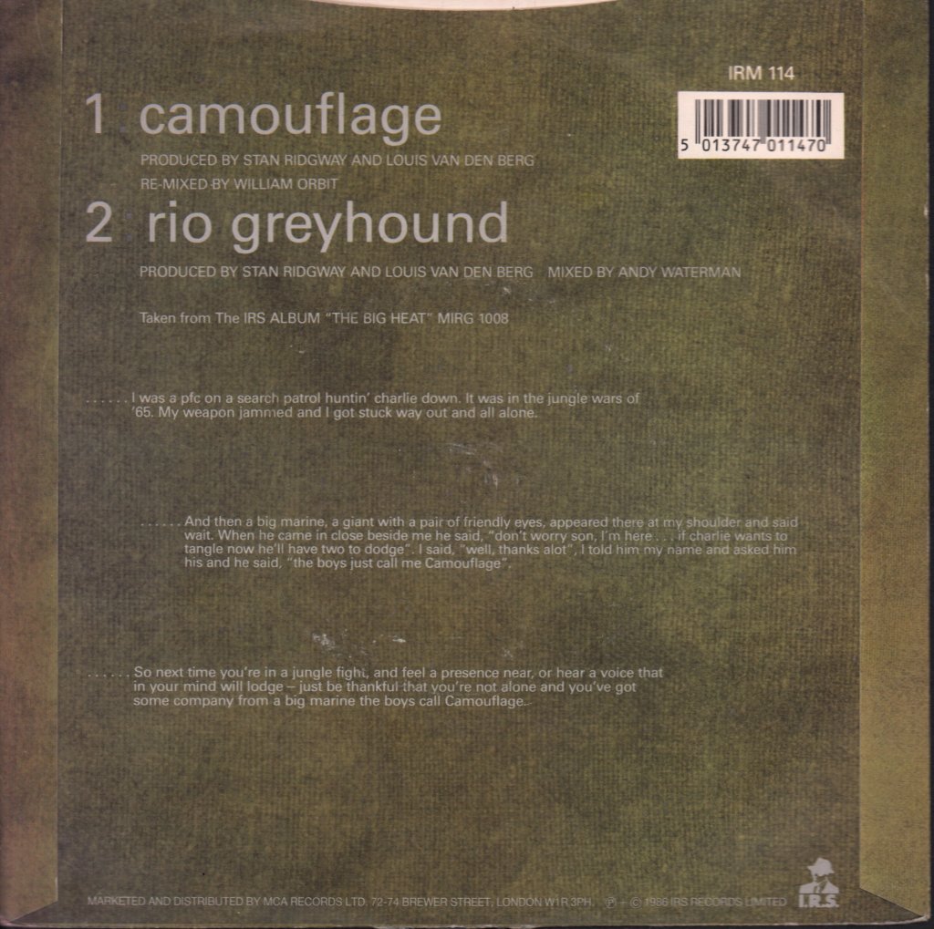 Stan Ridgway - Camouflage - 7 Inch