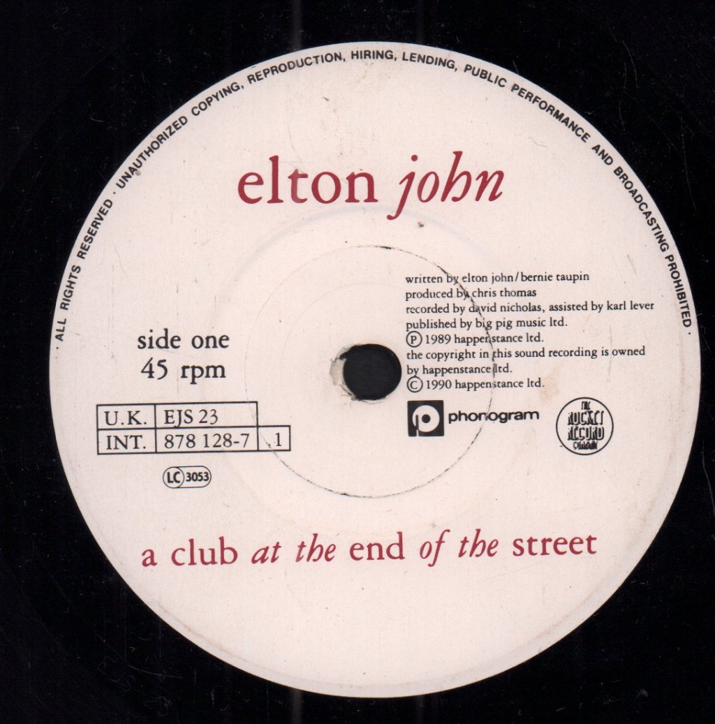 Elton John - Club At The End Of The Street - 7 Inch