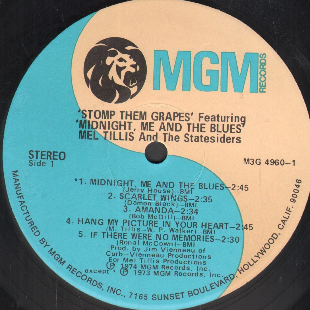 Mel Tillis And The Statesiders - Stomp Them Grapes - Lp