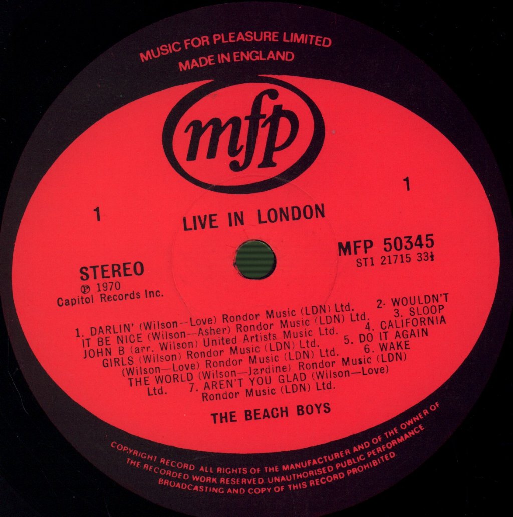 Beach Boys - Live In London - Lp