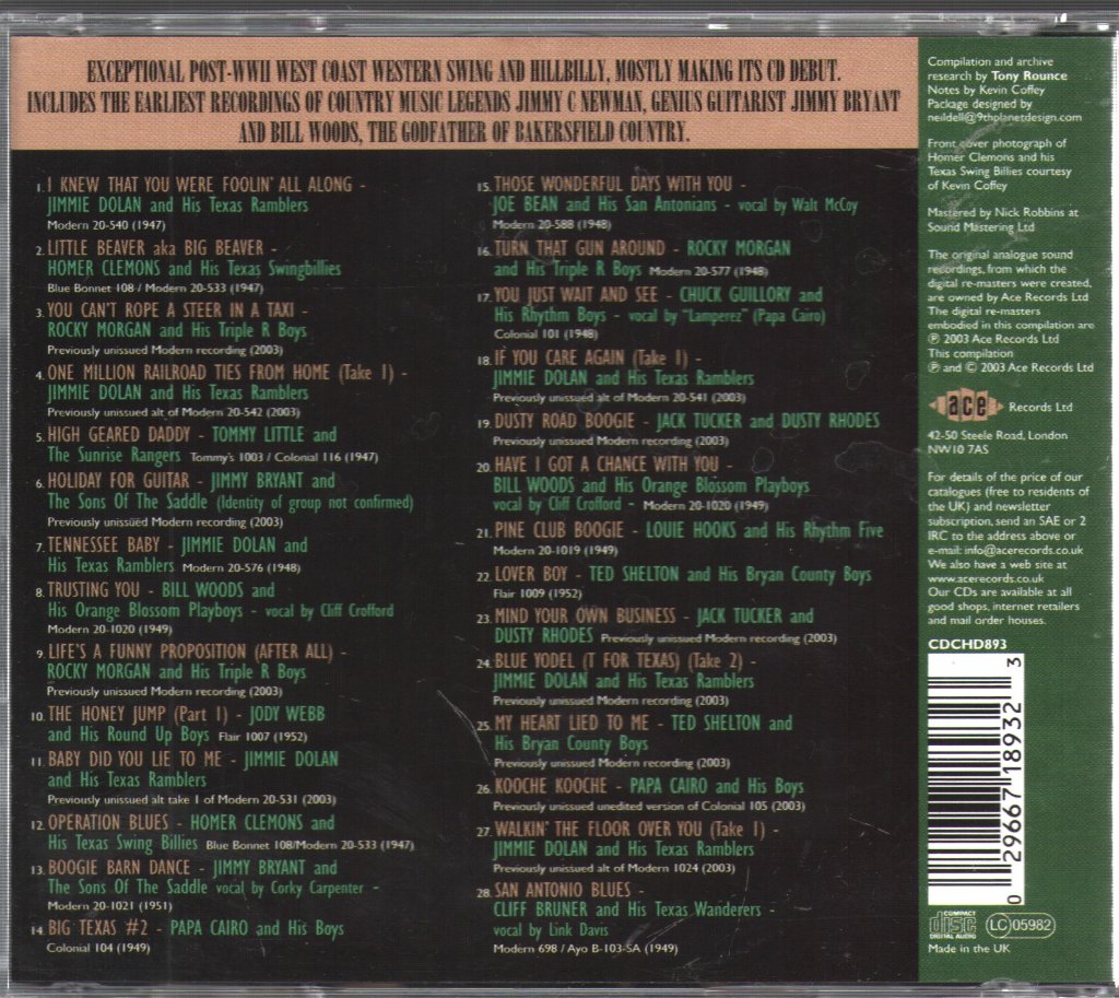 Various Artists - Swingbillies - Hillbilly & Western Swing On Modern/Colonial/Flair 1947-1952 - Cd