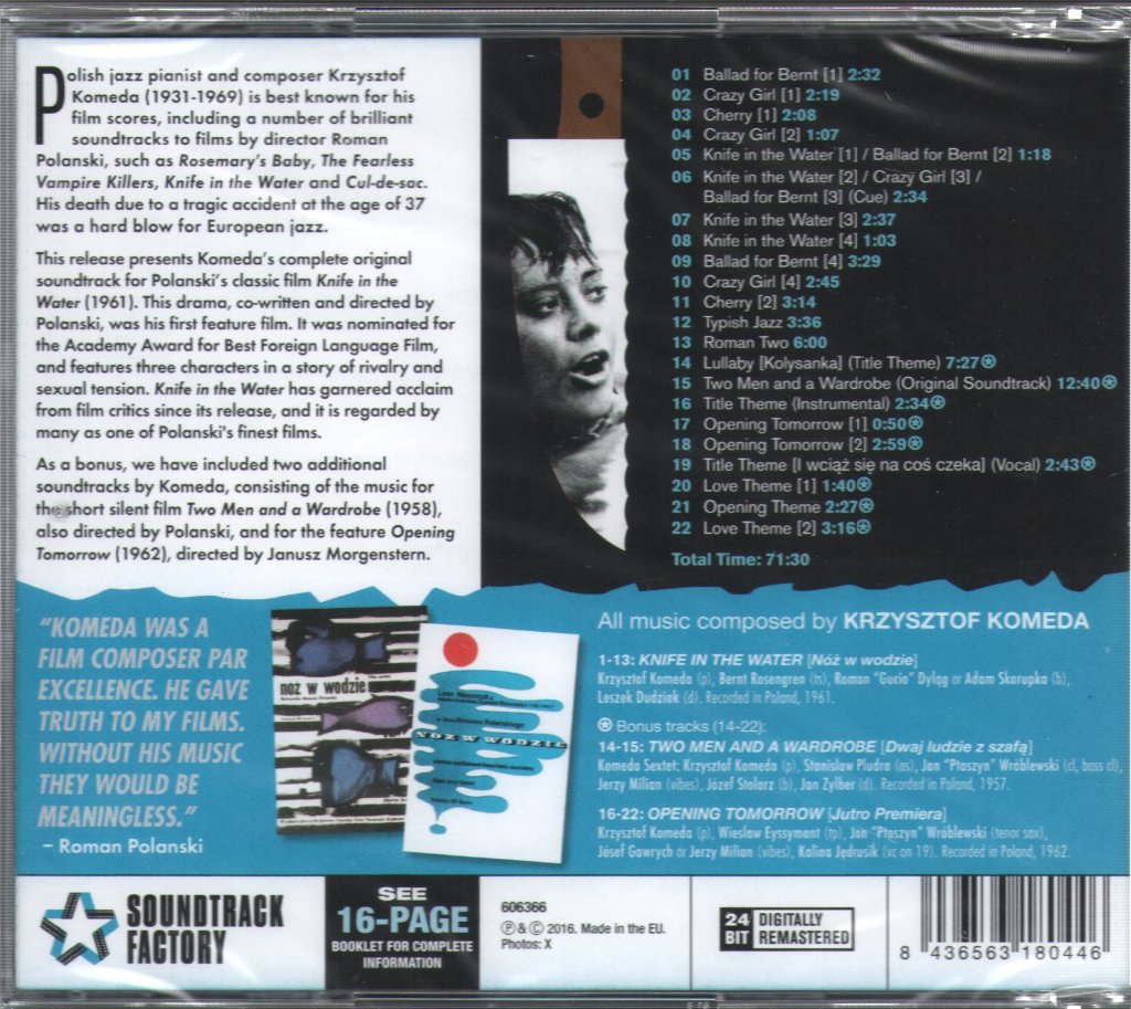 Krzysztof Komeda - Knife In The Water (Original Motion Picture Soundtrack) - Cd
