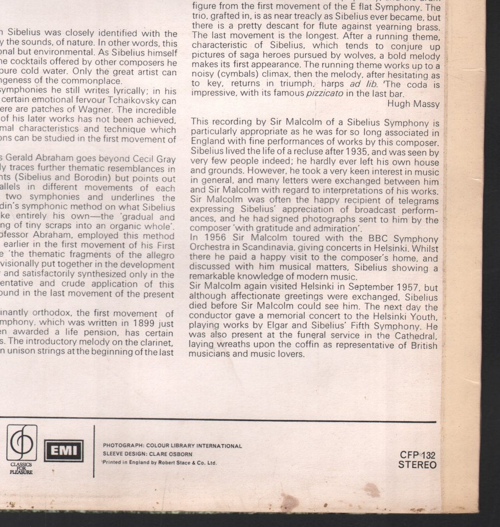 Sir Malcolm Sargent / BBC Symphony Orchestra - Sibelius - Symphony No.1 - Lp