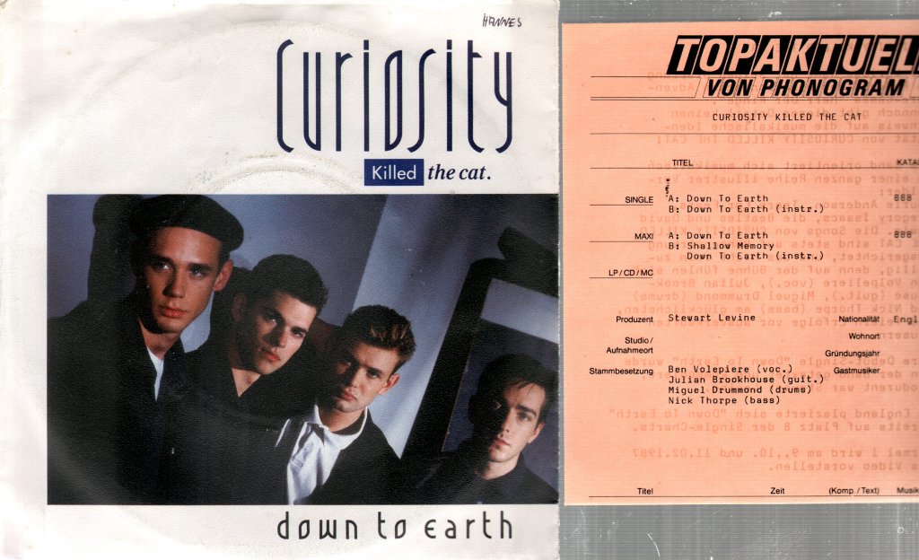 Curiosity Killed The Cat - Down To Earth - 7 Inch