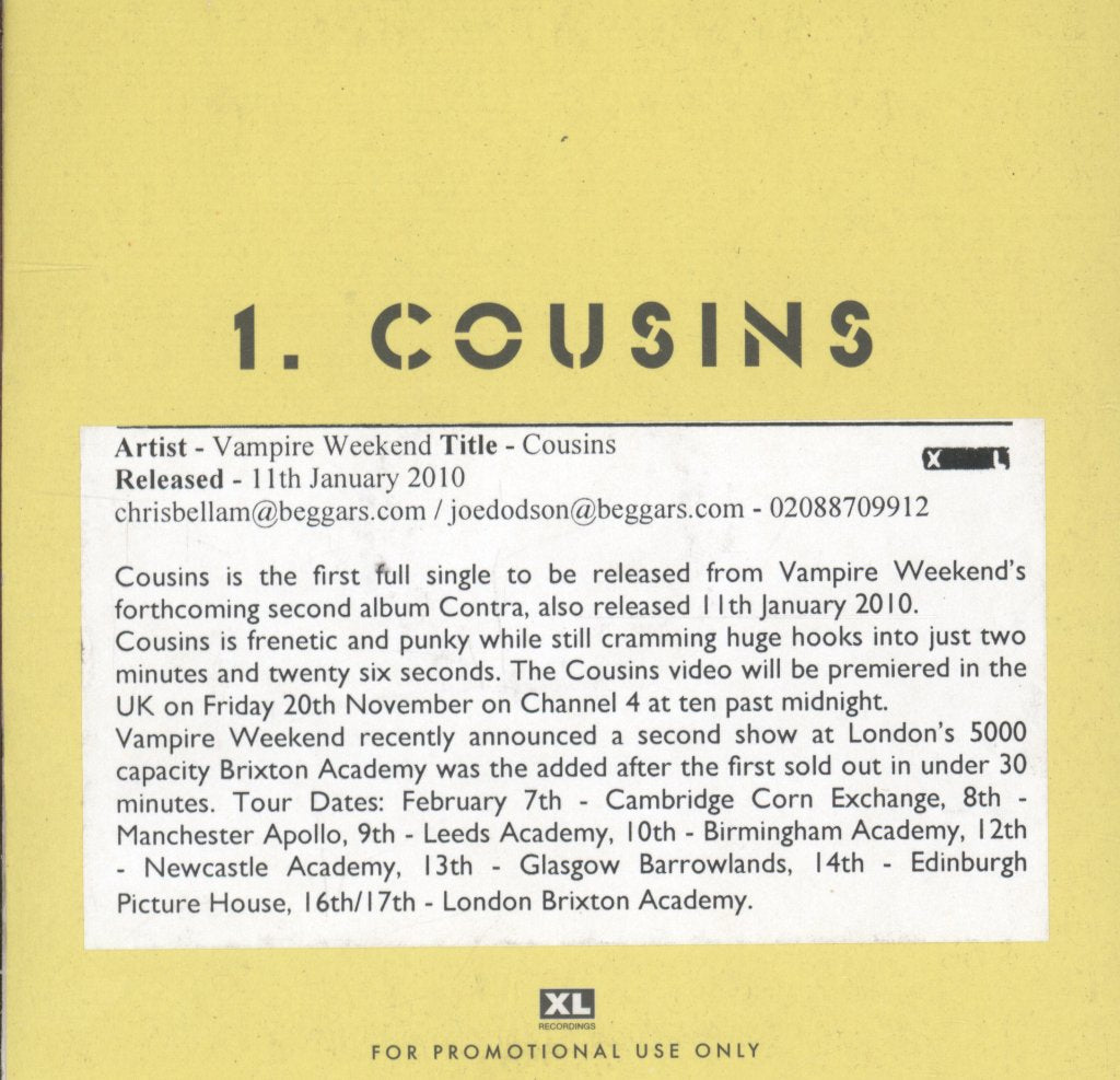 Vampire Weekend - Cousins - Cdr