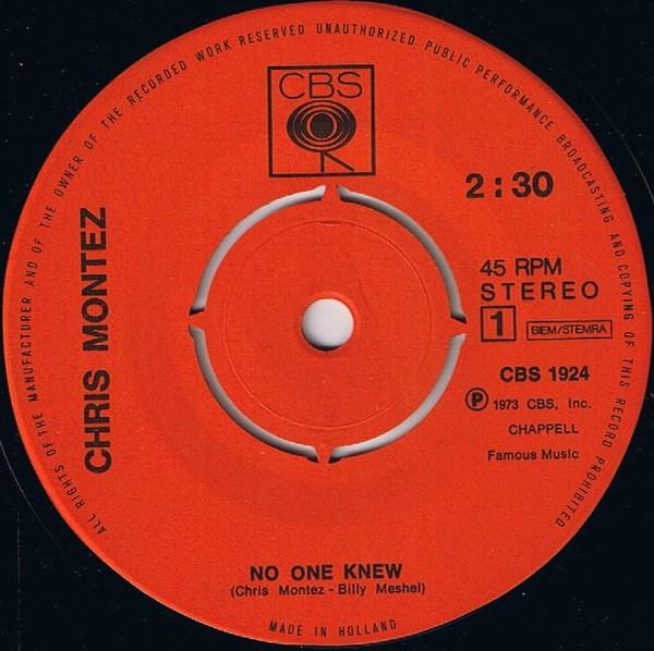 Chris Montez - No One Knew / Quantas Veces - 7 Inch