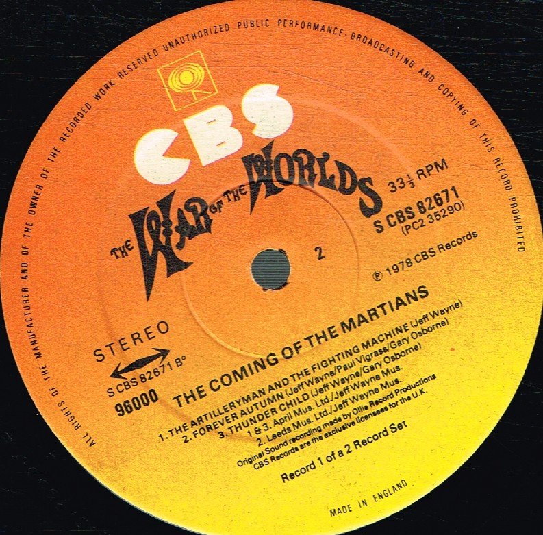Jeff Wayne - War Of The Worlds - Double Lp