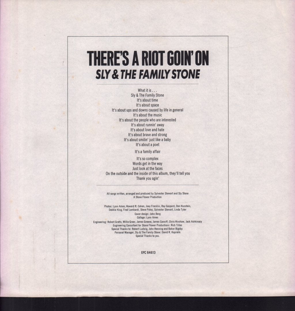 Sly And The Family Stone - There's A Riot Goin' On - Lp