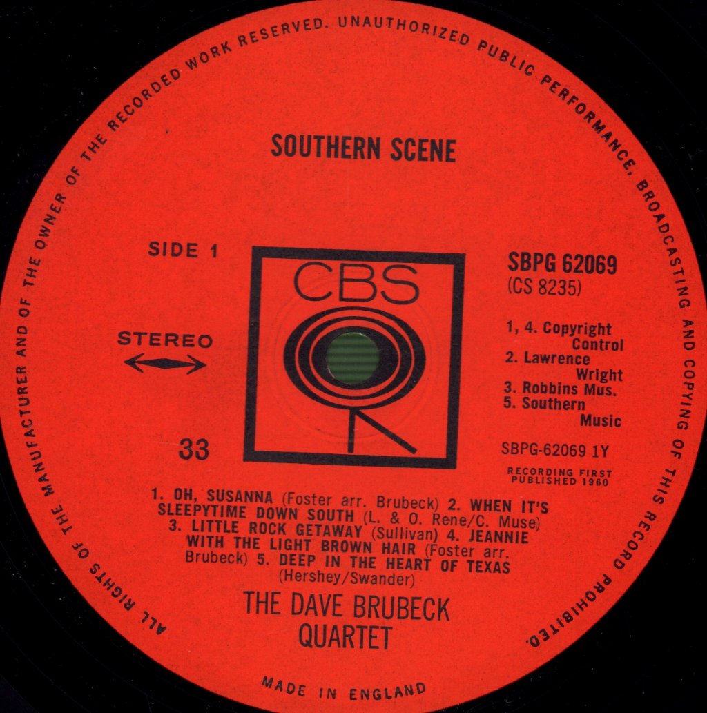 Dave Brubeck Quartet Trio And Duo - Southern Scene - Lp