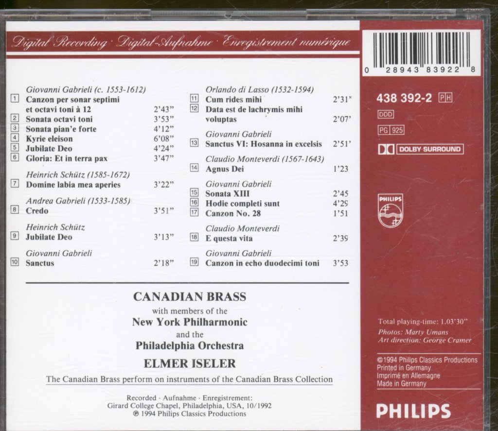 Canadian Brass, Members Of The New York Philharmonic etc - Gabrieli For Brass - Cd