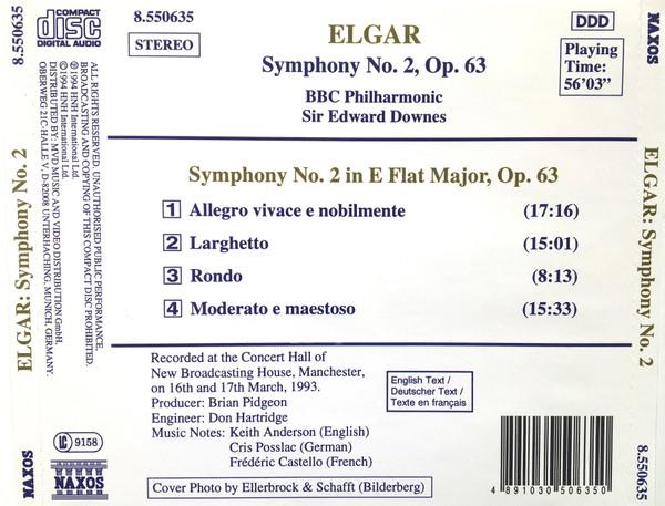 BBC Philharmonic, Sir Edward Downes - Symphony No. 2, Op. 63 - Cd