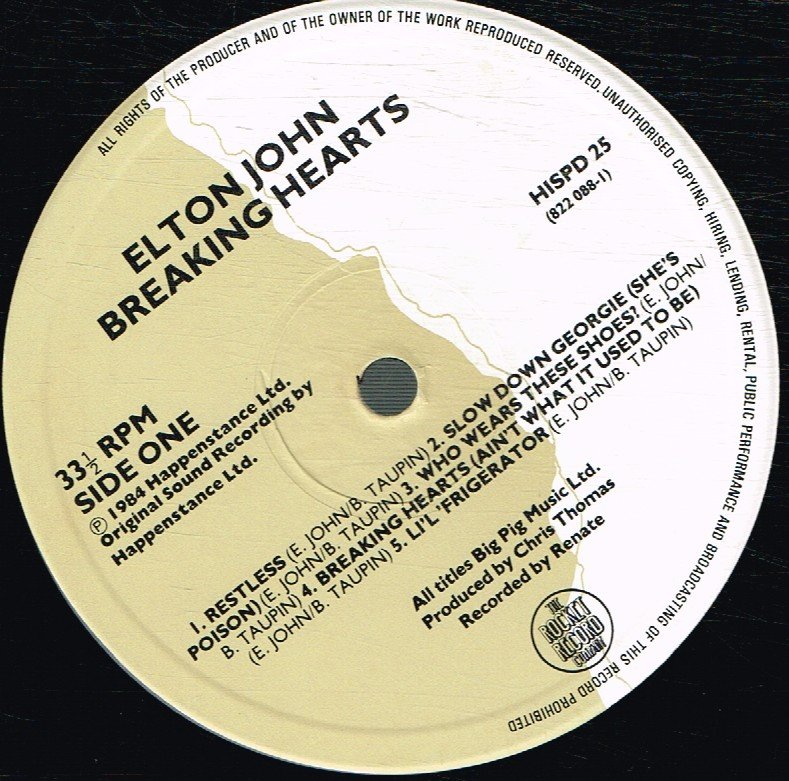 Elton John - Breaking Hearts - Lp
