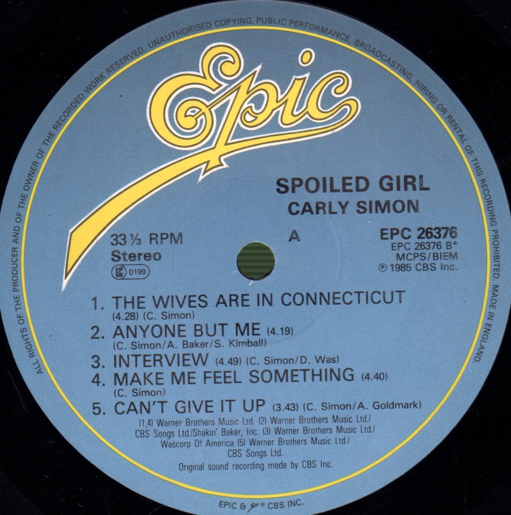 Carly Simon - Spoiled Girl - Lp
