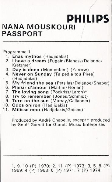 Nana Mouskouri - Passport - Cassette
