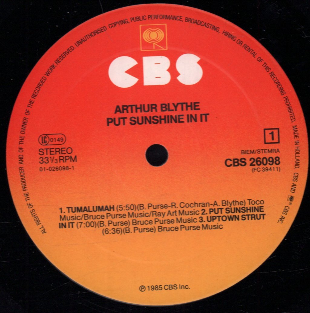 Arthur Blythe - Put Sunshine In It - Lp