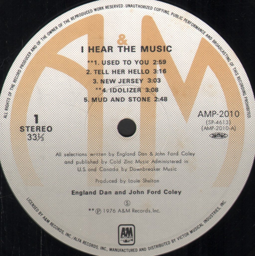 England Dan And John Ford Coley - I Hear The Music - Lp