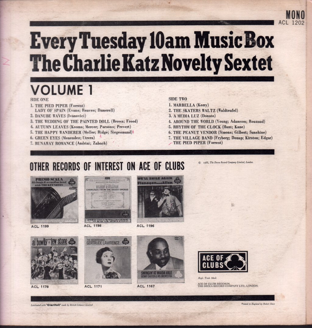 Charlie Katz Novelty Sextet - Every Tuesday 10 a.m. - Lp