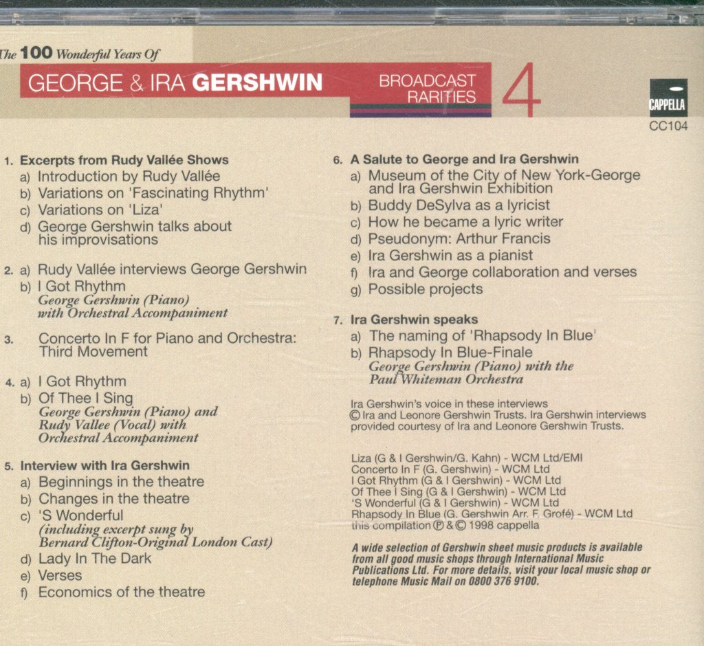 George And Ira Gershwin - 100 Wonderful Years Of - Cd