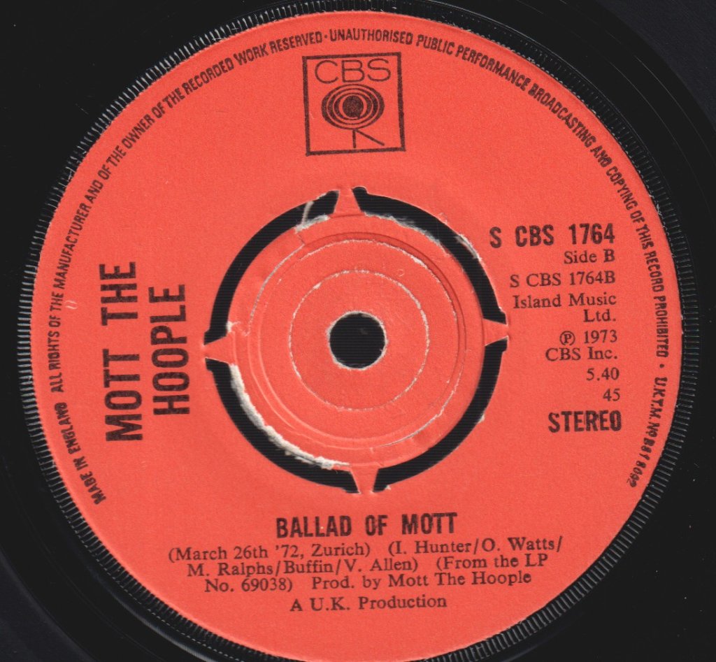 Mott The Hoople - All The Way From Memphis - 7 Inch