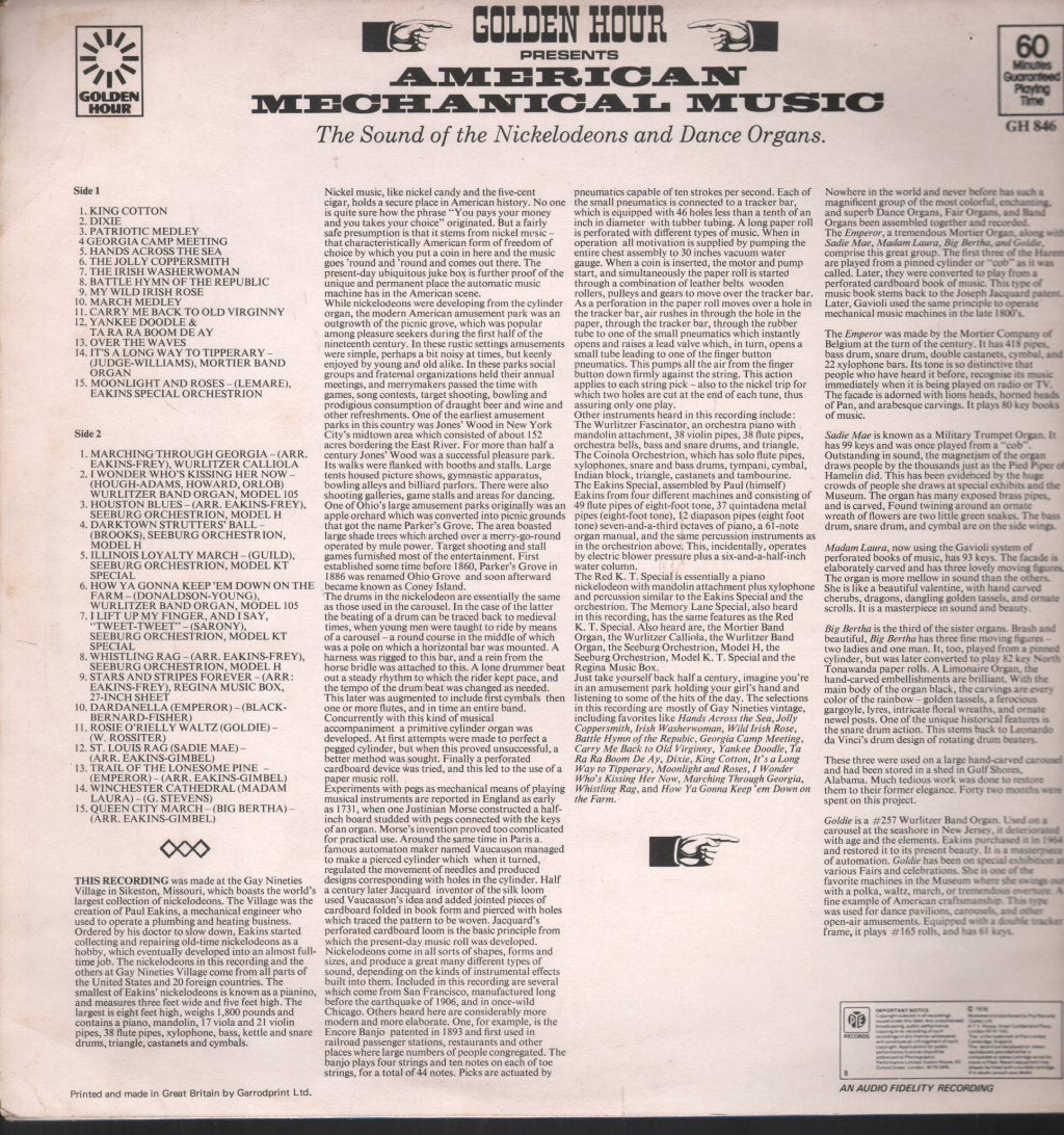 Golden Hour Presents American Mechanical Music - Golden Hour Presents American Mechanical Music - Lp