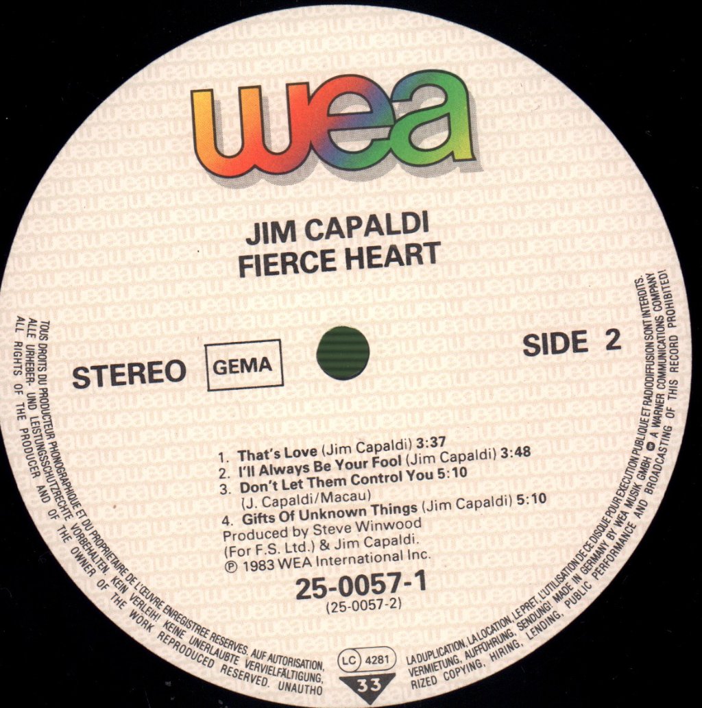 Jim Capaldi - Fierce Heart - Lp