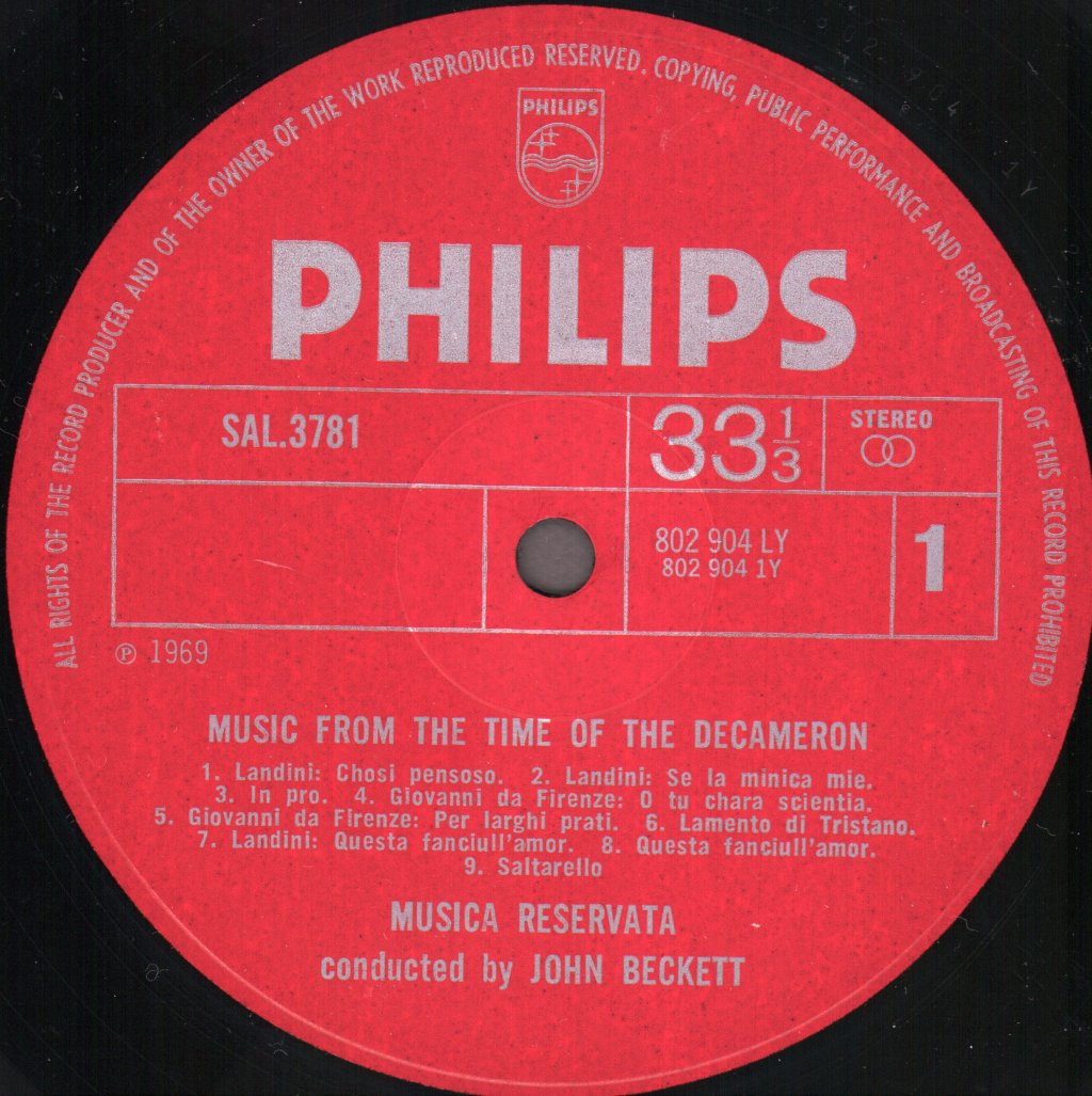 Musica Reservata - Music From The Time Of Boccaccio's Decameron - Lp