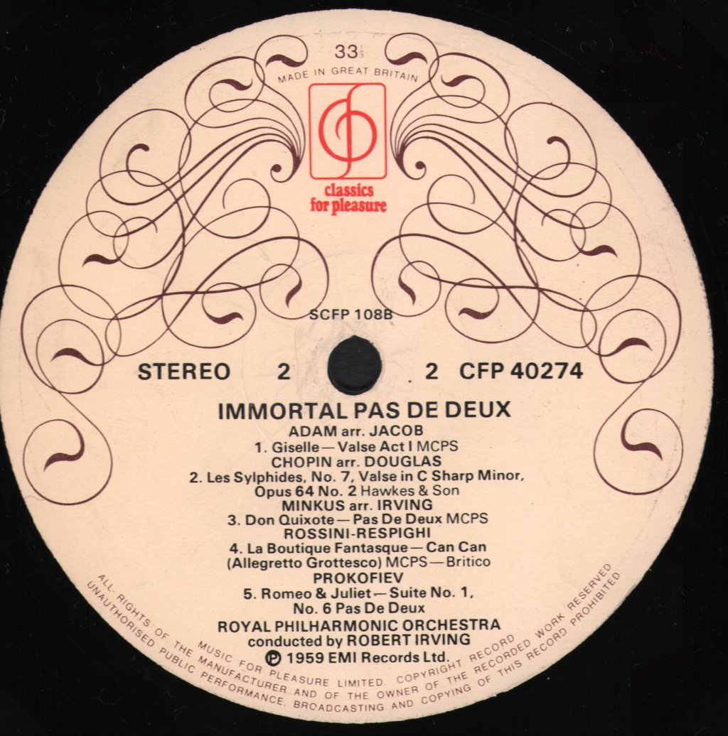 Royal Philharmonic Orchestra / Robert Irving - Pas De Deux - Lp