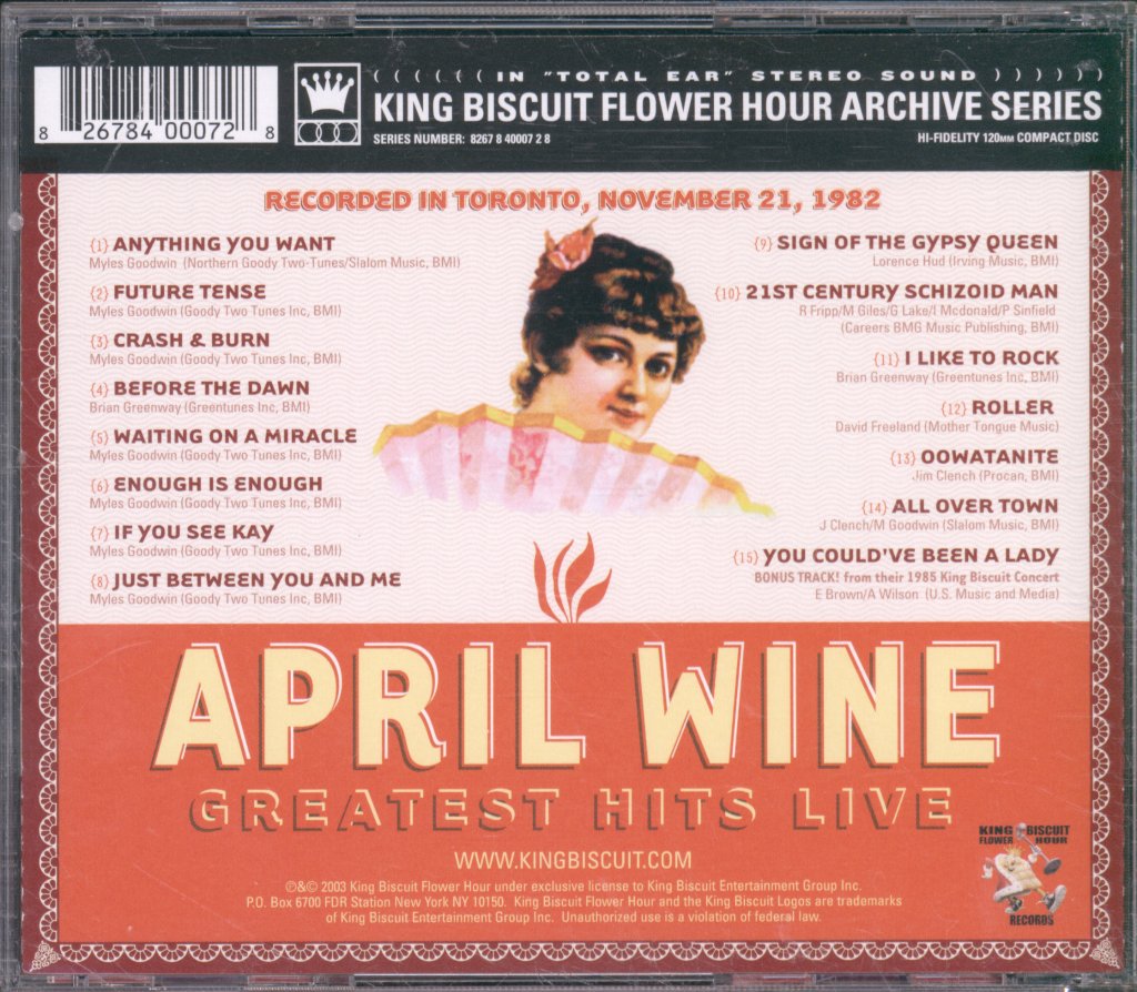 April Wine - Greatest Hits Live - Cd