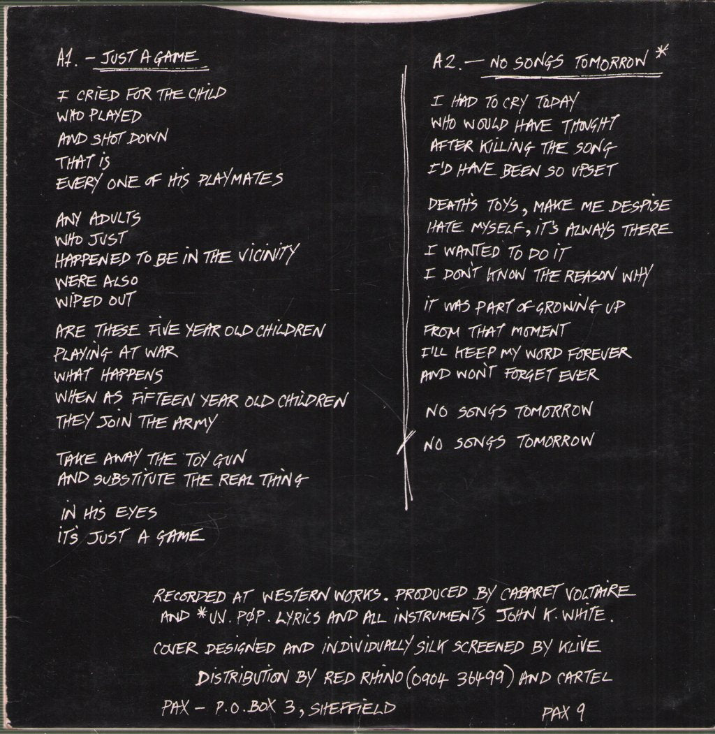 Uv Pop - Just A Game / No Songs Tomorrow - 7 Inch
