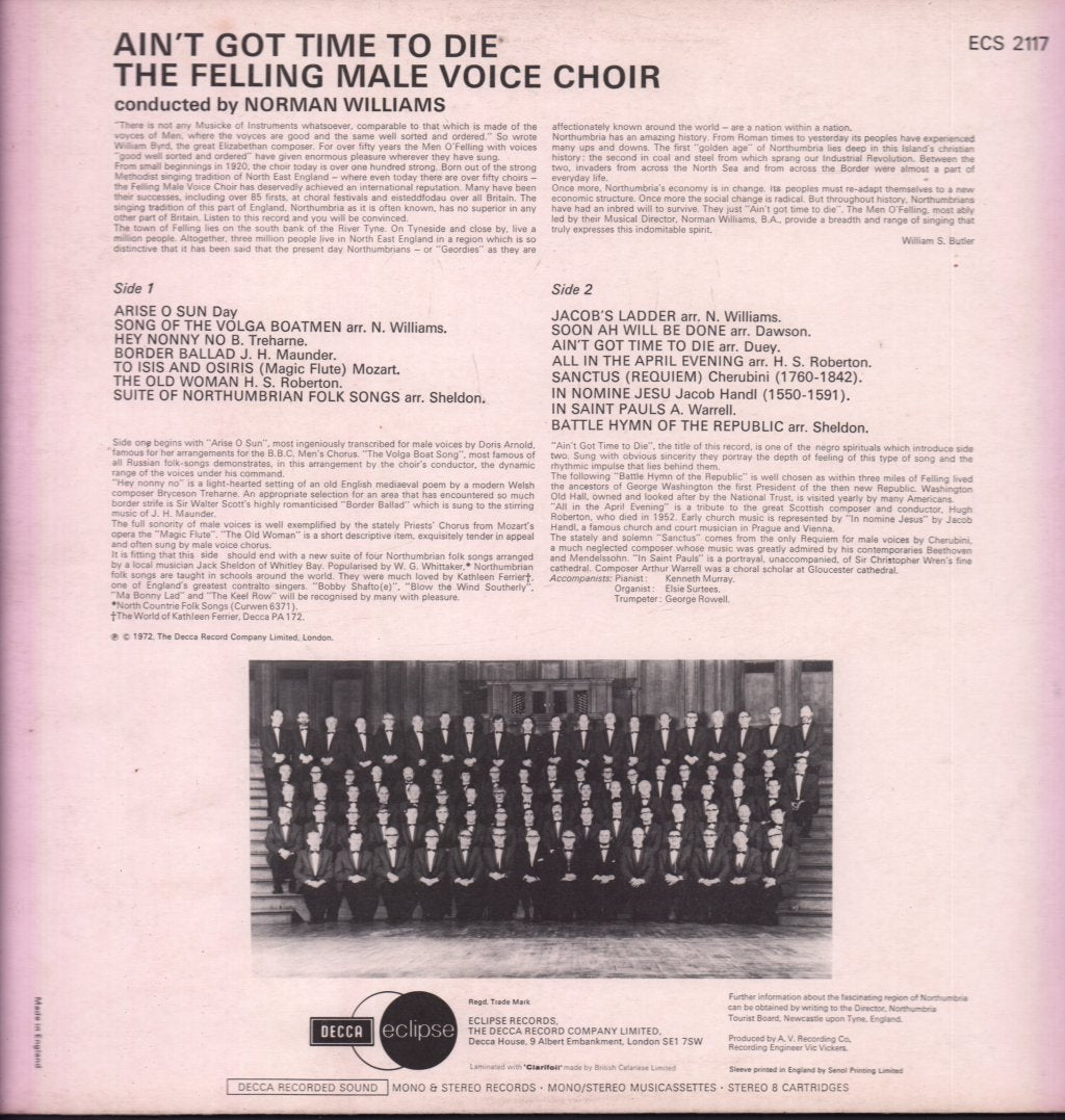 Felling Male Voice Choir - Ain't Got Time To Die - Lp