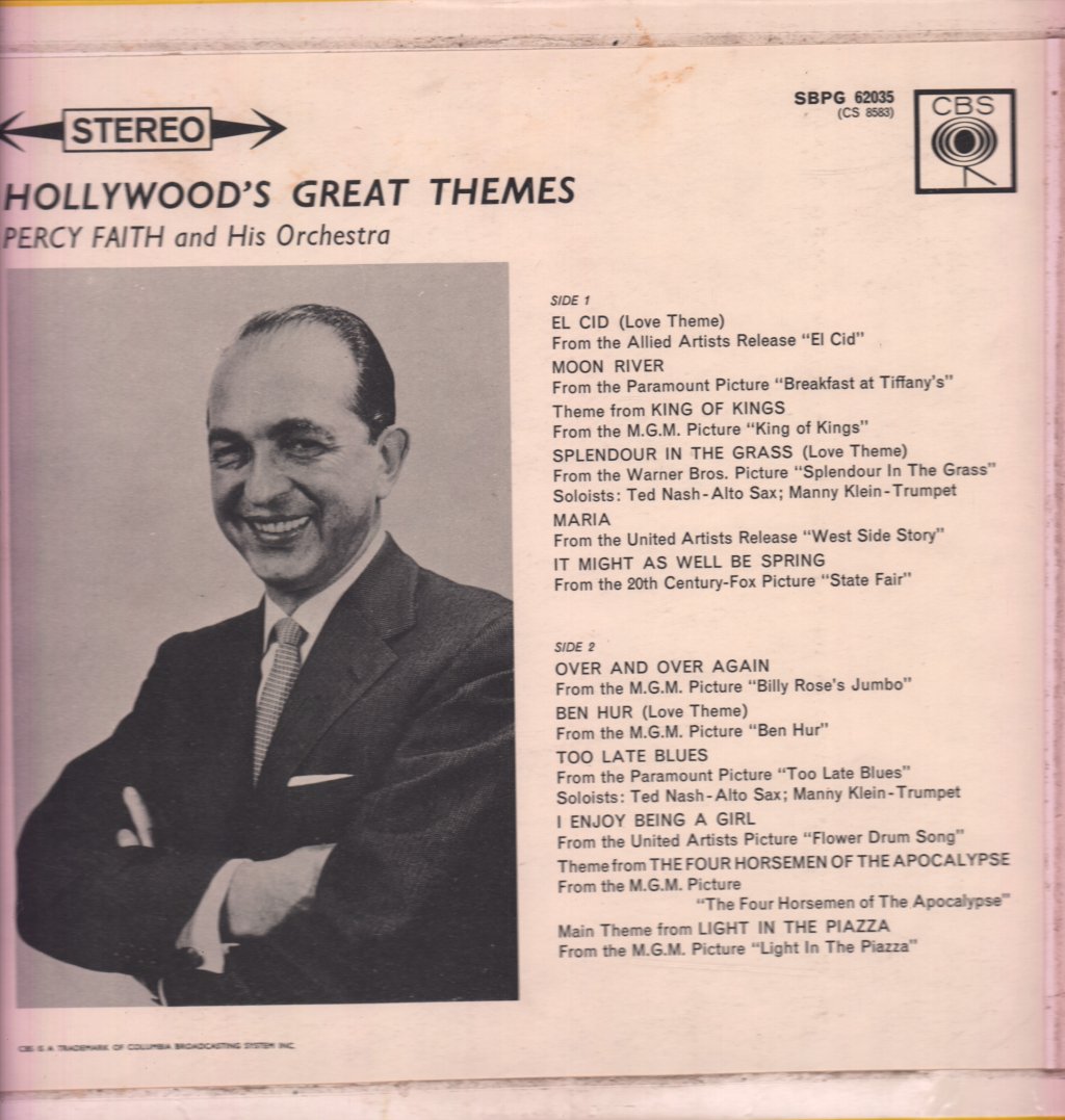 Percy Faith And His Orchestra - Hollywood's Great Themes - Lp