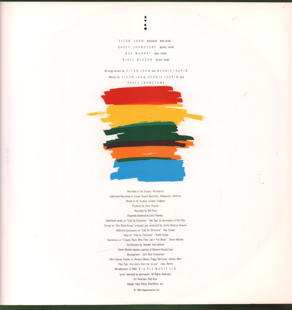 Elton John - Too Low For Zero - Lp