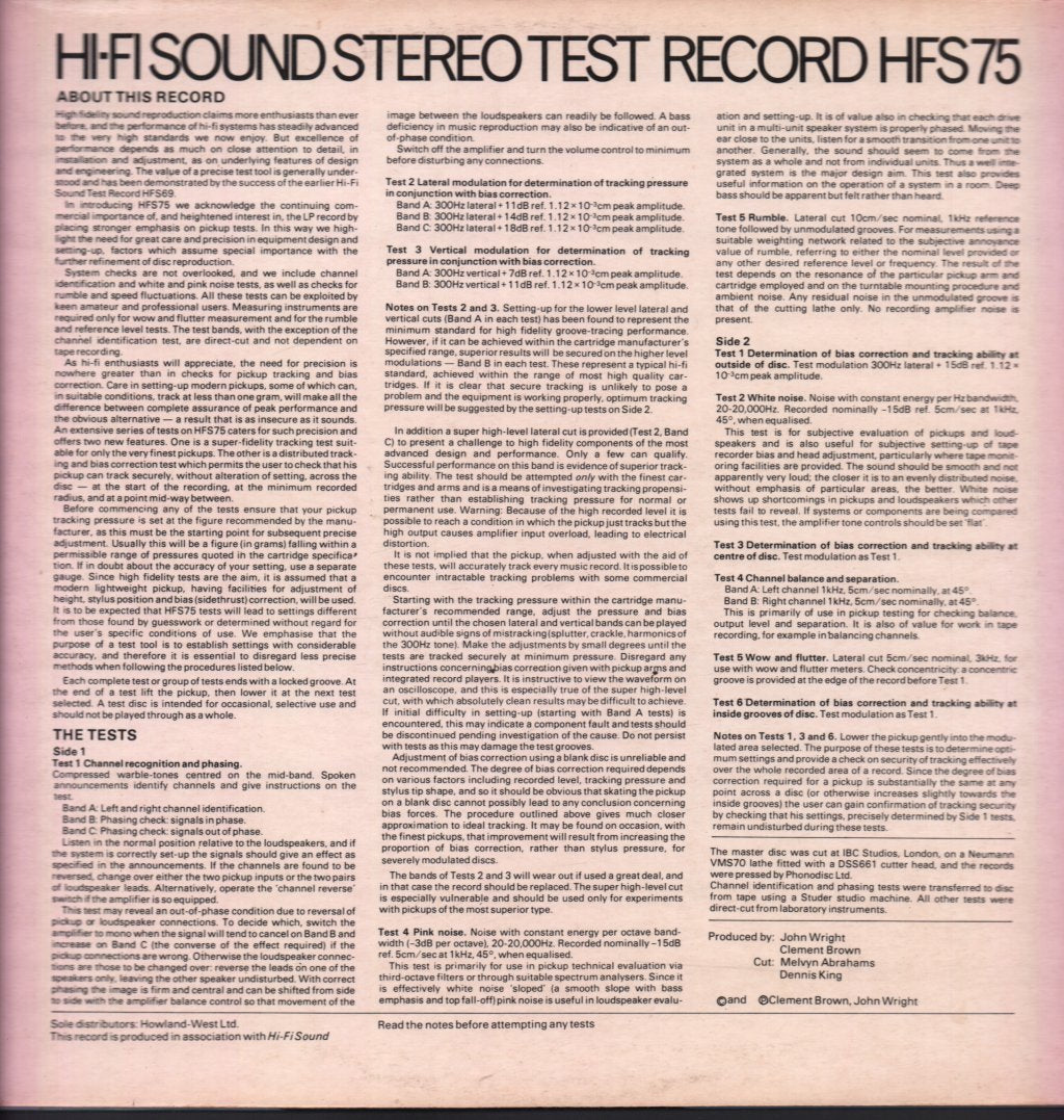 No Artist - Stereo Test Record - Lp
